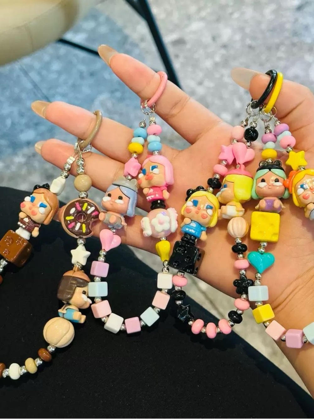 Popmart Crybaby charm colorful beaded phonechain keychain